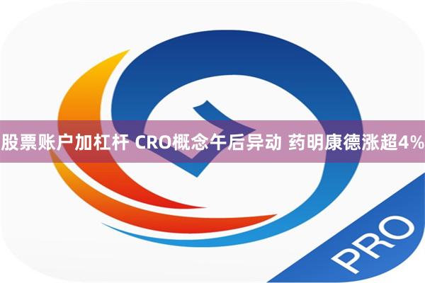 股票账户加杠杆 CRO概念午后异动 药明康德涨超4%