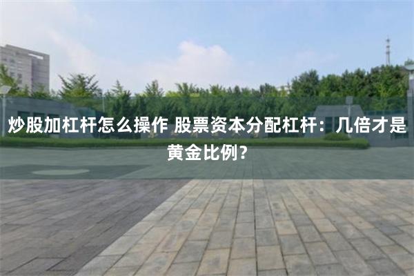 炒股加杠杆怎么操作 股票资本分配杠杆：几倍才是黄金比例？