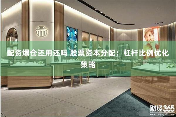 配资爆仓还用还吗 股票资本分配：杠杆比例优化策略