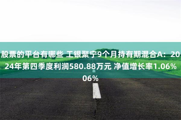 股票的平台有哪些 工银聚宁9个月持有期混合A：2024年第四季度利润580.88万元 净值增长率1.06%